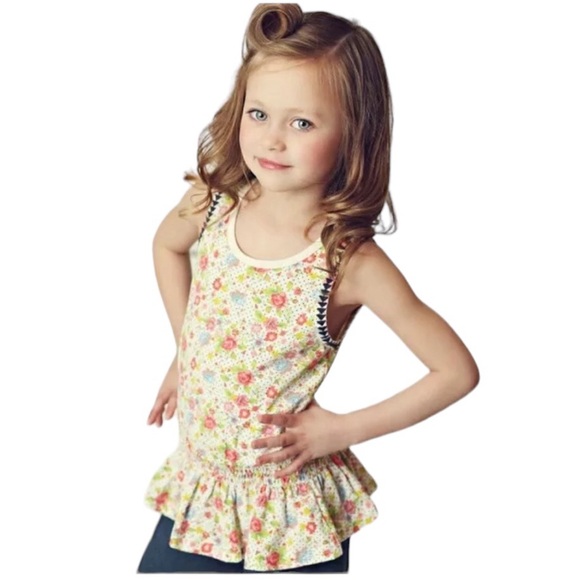 Matilda Jane Hello Lovely In the Garden Floral Peplum Tank Top Girls Size 10 - Picture 2 of 12